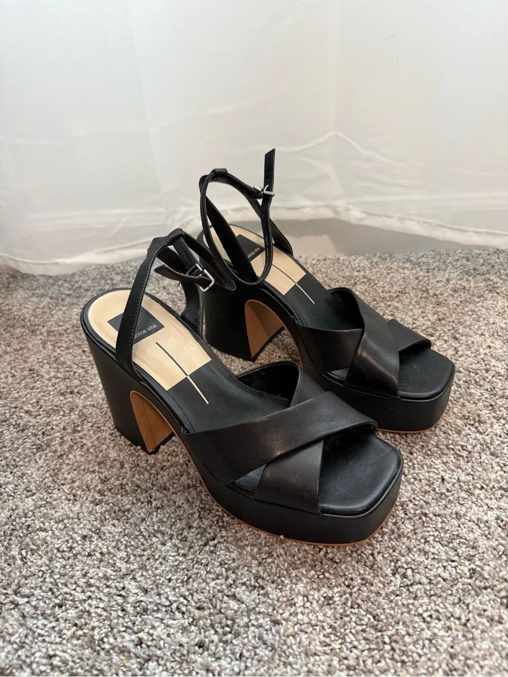 Dolce Vita Black Platform Ankle-Strap Sandals